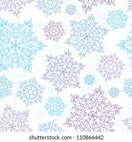Vector background with vintage snowflakes. Seamless pattern for your design wallpapers, pattern fills, web page backgrounds, surface textures.