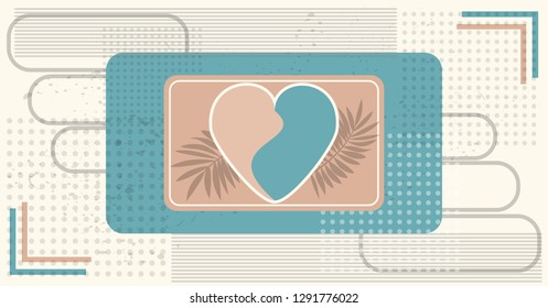 Vector background in vintage style with a heart. Background for natural products and hand made. Image for business spa treatments or greeting cards in a restrained and masculine style.