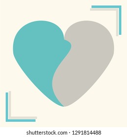 Vector background in vintage style with a heart of two parts. Background for natural products and handmade. Image for a label, flyer, emblem, postcard about love in a discreet style.
