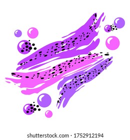 Vector background with violet brush strokes and bubbles. Spotted background. Design for wallpaper, paper, packaging, websites, shops, prints and the web.