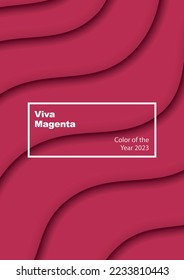 Vector background in viva magenta color of the Year 2023. Illustration in modern line art and paper cut out style