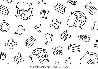 Vector background with washing dishes icons.