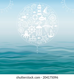 Vector background water and sea symbols