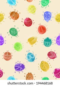 vector background with watercolor beetles