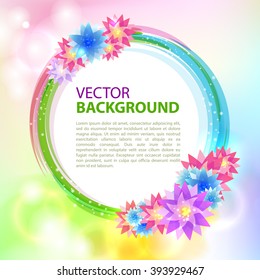 Vector background with watercolor effect and flowers. Bright summer background for business presentations.
