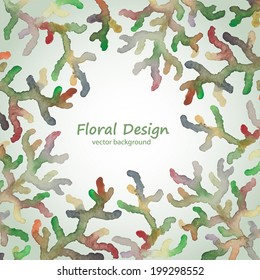 vector background with watercolor floral elements arranged from edges to center in pastel colors