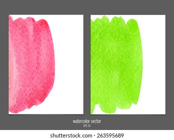 Vector background with watercolor green and red. 