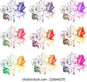 Vector background of watercolor painted leaves. Eps 10.