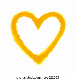 Vector background with watercolor painted yellow heart. Template for your decoration and design 