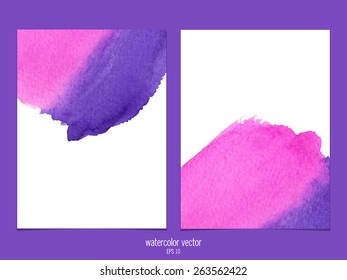 Vector background with watercolor pink and purple. 