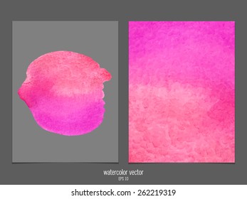 Vector background with watercolor pink and red. 