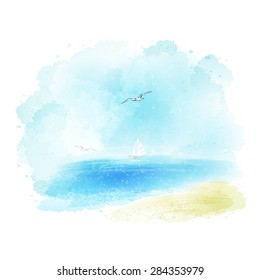 Vector Background Of A Watercolor Seascape EPS 10