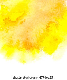 Vector background with watercolor splash. Yellow watercolour card