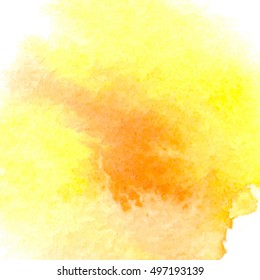 Vector background with watercolor splash. Yellow watercolour card