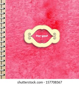 Vector background. Watercolor texture. Spiral notebook cover design. Frame for your text. 