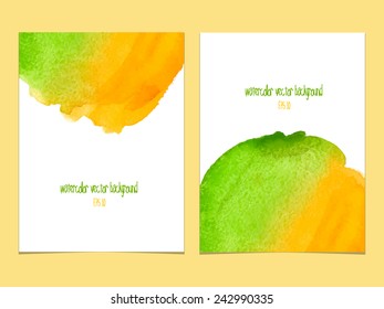 Vector background with watercolor  yellow and green. 