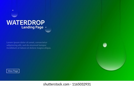Vector background with waterdrop element and blue with green color gradient