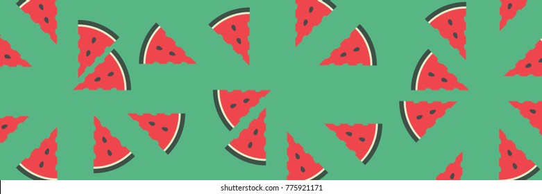 Vector background of watermelon slices in the abstract style. Fresh summer fruit background. vector. illustration.