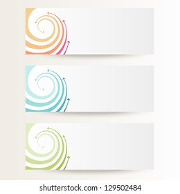 Vector Background With Wave Of Color Twisted Arrows. Brochure Template With Text Box. Set Of Abstract Cards With Concept Of Movement. Banners With Simple Decorative Design Element For Print And Web