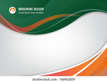 Vector background wave style, magazine cover, a4 flyer & brochure template. Curve gradient green and orange color with white space for your text
