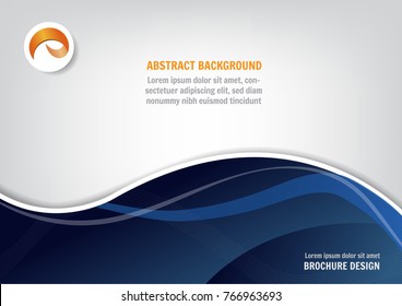 Vector background wave style, magazine cover, a4 flyer & brochure template. Curve gradient dark blue color with white space for your text
