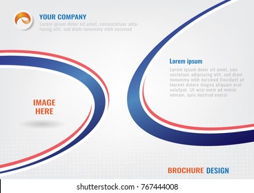 Vector background wave style, magazine cover, a4 flyer & brochure template. Curve gradient blue and red color with white space for your text
