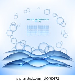 Vector background with waves and bubbles