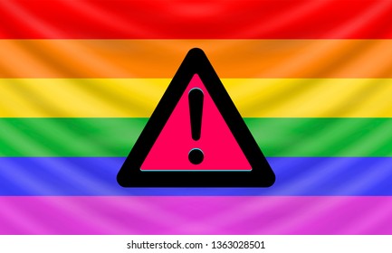 Vector background with waving rainbow LGBT flag and logo of the IDAHOT. Design element for International Day Against Homophobia, Transphobia and Biphobia, May 17.