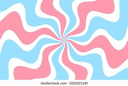 Vector background with Wavy Lines. Creative Background consisting of Stripe Shapes with Liquid effect of Color outgoing from the center. White, light red and blue colors