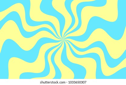 Vector background with Wavy Lines. Creative Background consisting of Stripe Shapes with Liquid effect of Color outgoing from the center. Yellow and blue colors