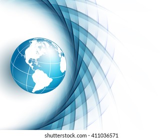 vector background with wavy lines and globe. Eps10