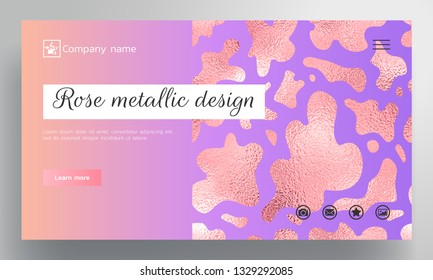 Vector background for website, branding or presentation. Pink gradient and camouflage spots. Collection of rose foil