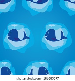 vector background with whales, geometric design, vector illustration