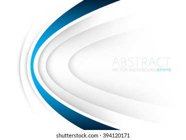 Vector background white curve line paper overlap layer with blue line and space for text and message artwork background design