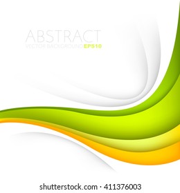 Vector background white curve line paper overlap layer and green and yellow line and space for text and message artwork background design