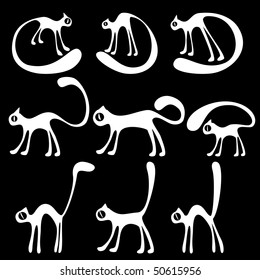 vector background with white different cats