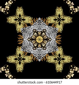 Vector background with white doodles. Wallpaper baroque, damask. Graphic modern Floral pattern.