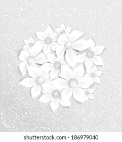 Vector background with white flowers