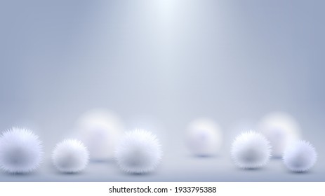 Vector background with white fluffy balls