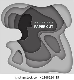 Vector background with white and gray color paper cut shapes. 3D abstract paper art style, design layout for business presentations, flyers, posters, prints, decoration, cards, brochure cover.