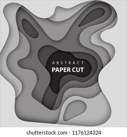 Vector background with white and gray color paper cut shapes. 3D abstract paper art style, design layout for business presentations, flyers, posters, prints, decoration, cards, brochure cover.