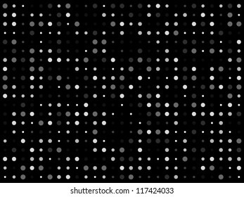 Vector background with white and grey dots on black background