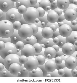 Vector background with white realistic glossy spheres. Vector illustration for your design.