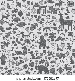 vector background with wild animals