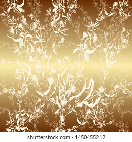 Vector  background. Wildflowers. Silhouettes of plants. Bouquet with leaves, flowers and buds. Seamless pattern. Use printed materials, signs, objects, websites, maps.