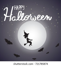 Vector background. Witch. The bats. Halloween.Eps10.