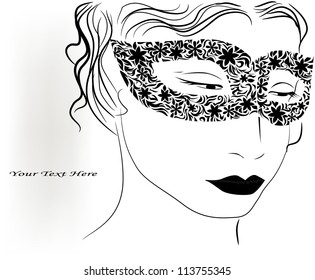 vector background with woman in mask