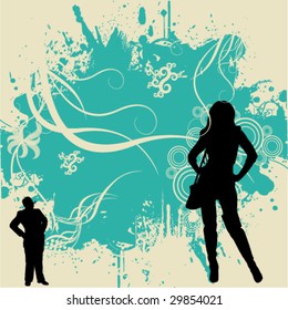 vector  background with women and man