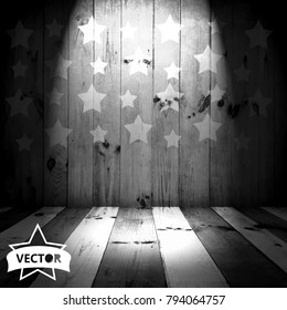 Vector background wood with USA flag