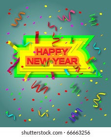 vector background with the words "Happy New Year"